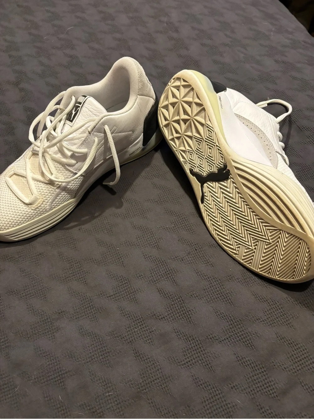 Puma Men's White Athletic Sneakers with Black Heel Accent